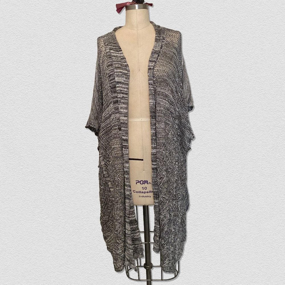 Longline Open Knit Marl Cardigan